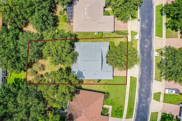 1124 Hidden Blf, Clermont, FL 34711 - aerial view of property and surrounding area featuring property boundaries highlighted