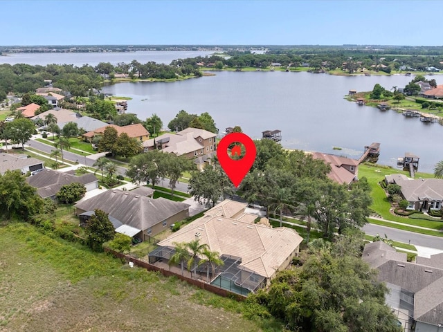 1319 Johns Cove Ln, Oakland, FL 34787 - aerial perspective of suburban area with a large body of water