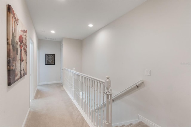 15241 Sunrise Grove Ct, Winter Garden, FL 34787 - hallway featuring an upstairs landing, baseboards, recessed lighting, and carpet flooring