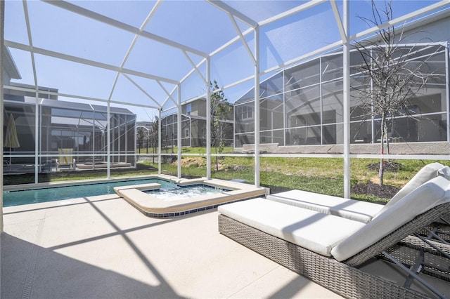 8964 Takeaway Way, Davenport, FL 33896 - view of pool with a patio area, a lanai, and a pool with connected hot tub