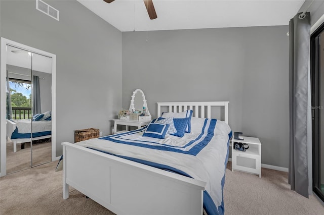 752 Howland Ln Unit 114, Altamonte Springs, FL 32701 - bedroom with light carpet, a closet, ceiling fan, and baseboards
