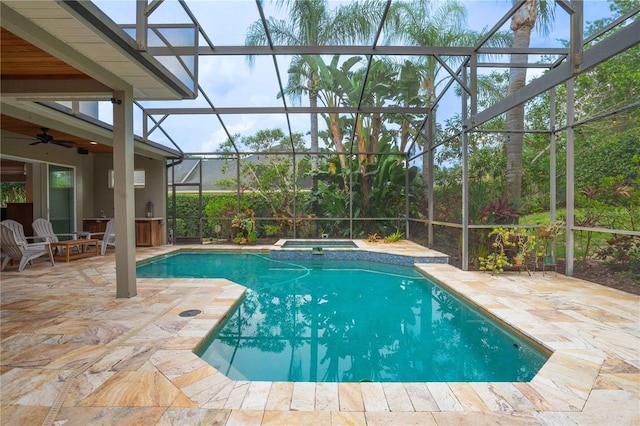 3372 Bellington Dr, Orlando, FL 32835 - view of pool featuring a patio, a lanai, and ceiling fan