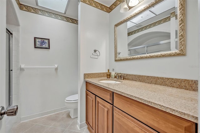1115 Lake Francis Dr, Apopka, FL 32712 - bathroom with toilet, vanity, tile patterned floors, a shower with shower door, and baseboards