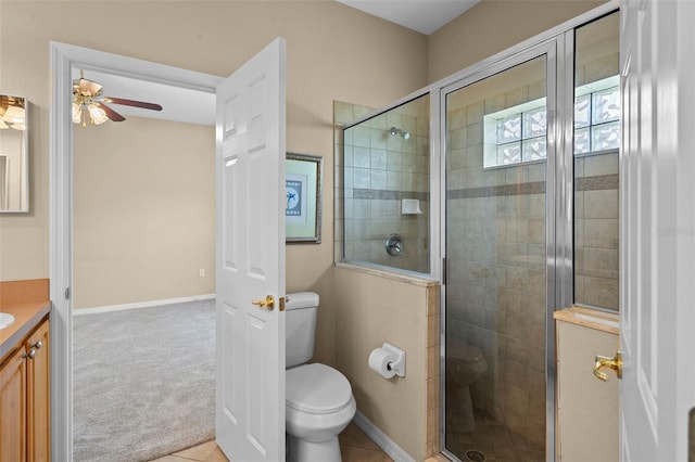 16729 Tall Grass Ln, Clermont, FL 34711 - full bath with vanity, a shower stall, and ceiling fan