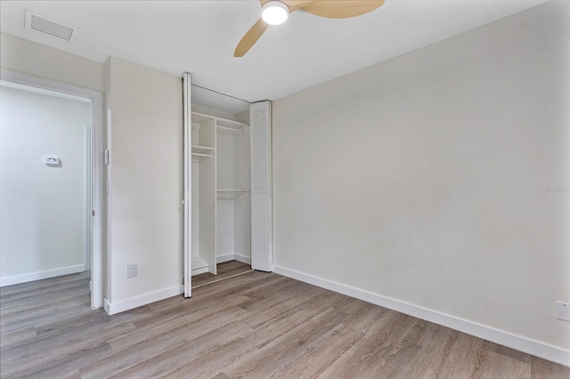 822 Glen Arden Way, Altamonte Springs, FL 32701 - unfurnished bedroom with light wood-style floors, a closet, baseboards, and ceiling fan