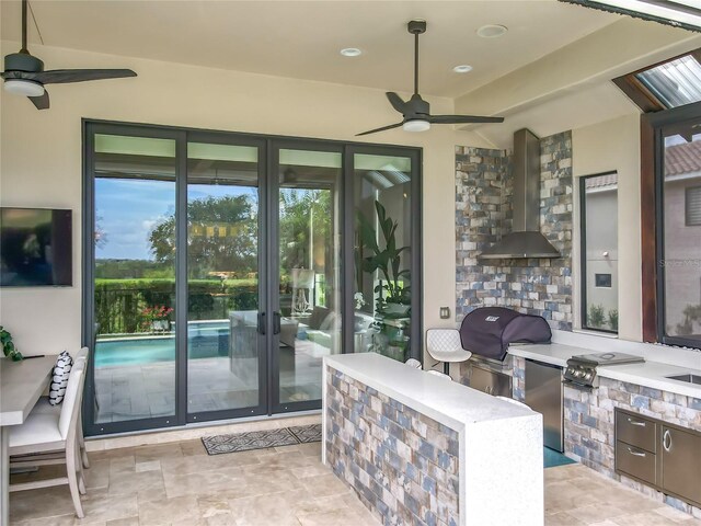 16246 Ravenna Ct, Montverde, FL 34756 - view of patio / terrace with french doors and a ceiling fan