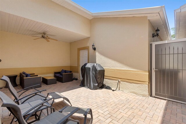 17404 Chateau Pine Way, Clermont, FL 34711 - view of patio / terrace with a ceiling fan, a grill, and an outdoor living space