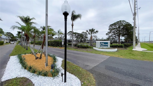 view of asphalt street with street lighting