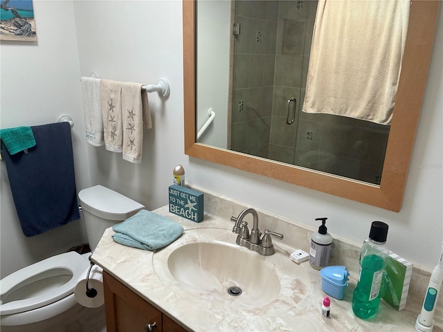 116 Oakmont Ln, New Smyrna Beach, FL 32168 - bathroom featuring toilet, vanity, and a shower stall
