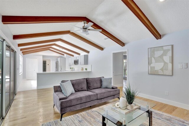 140 Sweet Bay Cir, Lake Mary, FL 32746 - living room with light wood-style floors, ceiling fan, plenty of natural light, a textured ceiling, and baseboards