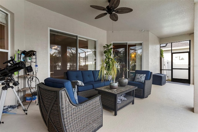 2359 Baronsmede Ct, Winter Garden, FL 34787 - sunroom featuring outdoor lounge area and a ceiling fan