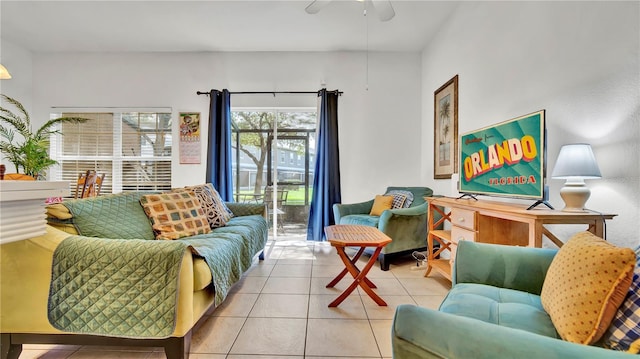 2343 Caravelle Cir, Kissimmee, FL 34746 - tiled living area with a ceiling fan