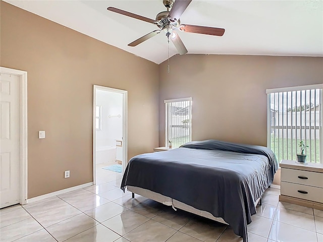 2314 Cormorant St, Kissimmee, FL 34743 - bedroom with multiple windows, baseboards, high vaulted ceiling, and light tile patterned flooring
