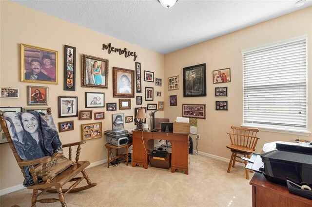3551 Statham Dr, Apopka, FL 32712 - office featuring light carpet, baseboards, and a textured ceiling