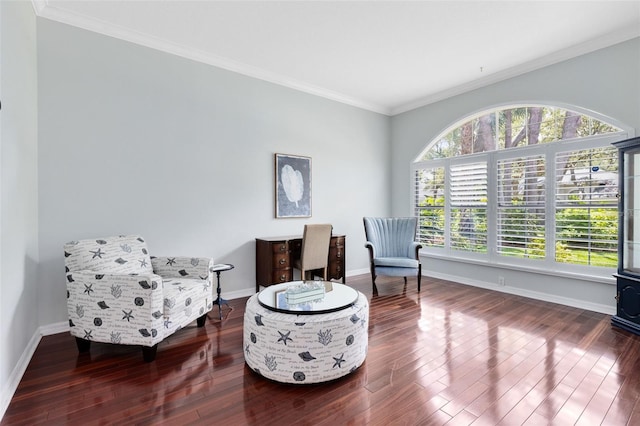 718 Glen Eagle Dr, Winter Springs, FL 32708 - living area featuring wood finished floors, ornamental molding, and baseboards