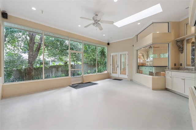 1542 Islay Ct, Apopka, FL 32712 - unfurnished sunroom with french doors, a skylight, and a sink