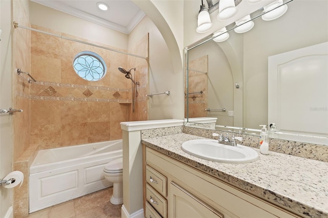 1542 Islay Ct, Apopka, FL 32712 - full bathroom featuring toilet, vanity, ornamental molding,  shower combination, and tile patterned flooring
