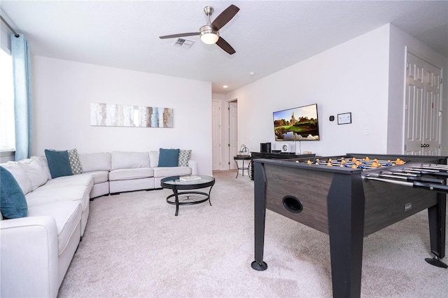 1505 Nassau Point Trl, Kissimmee, FL 34747 - rec room with light colored carpet and ceiling fan