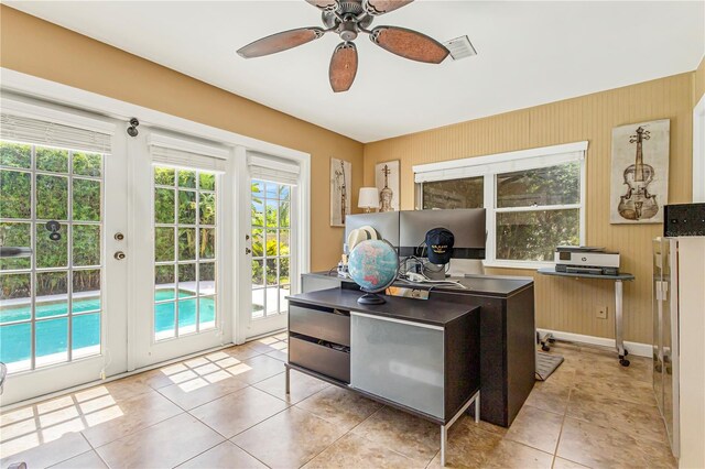 676 Dunblane Dr, Winter Park, FL 32792 - office area featuring a ceiling fan and light tile patterned flooring