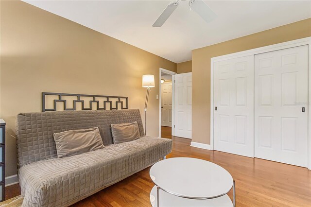 676 Dunblane Dr, Winter Park, FL 32792 - bedroom with wood finished floors, a closet, ceiling fan, and baseboards