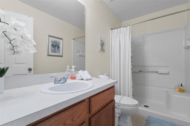 8507 Crystal Cove Loop, Kissimmee, FL 34747 - bathroom featuring toilet, vanity, curtained shower, and tile patterned floors