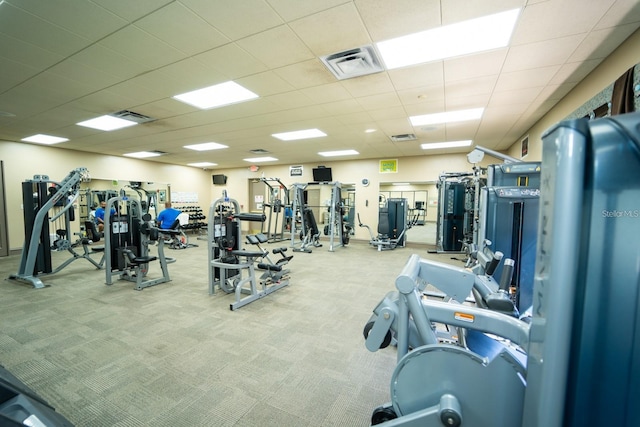 2451 Strandhill St, Orlando, FL 32824 - exercise room with carpet floors and a paneled ceiling