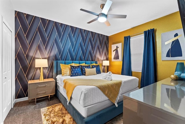 4161 Paragraph Dr, Kissimmee, FL 34746 - bedroom featuring dark carpet and ceiling fan