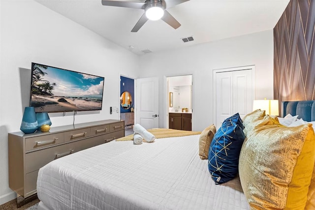 4161 Paragraph Dr, Kissimmee, FL 34746 - bedroom featuring ensuite bathroom, a closet, ceiling fan, and baseboards