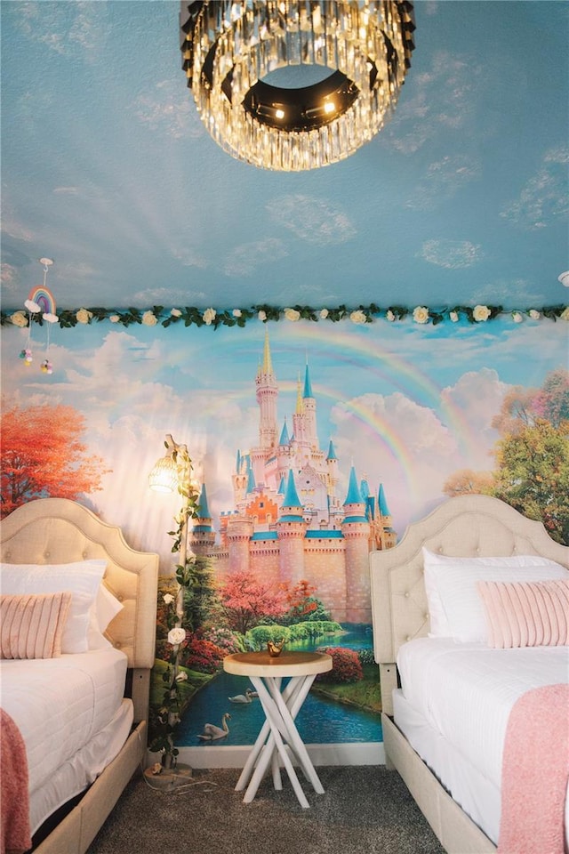 4161 Paragraph Dr, Kissimmee, FL 34746 - bedroom featuring carpet and a chandelier