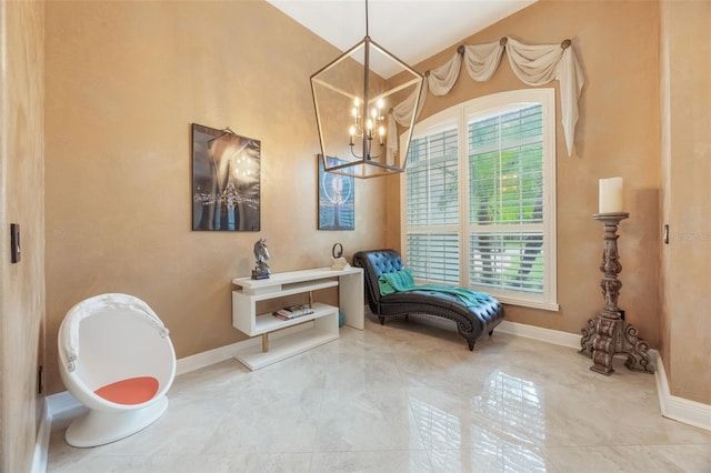1874 Royal Majesty Ct, Oviedo, FL 32765 - sitting room featuring a chandelier and baseboards
