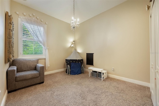 1874 Royal Majesty Ct, Oviedo, FL 32765 - sitting room featuring carpet flooring, baseboards, and vaulted ceiling