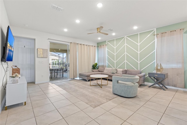 1809 Tropical Palms Cir, Kissimmee, FL 34747 - living area with ceiling fan, light tile patterned flooring, and recessed lighting