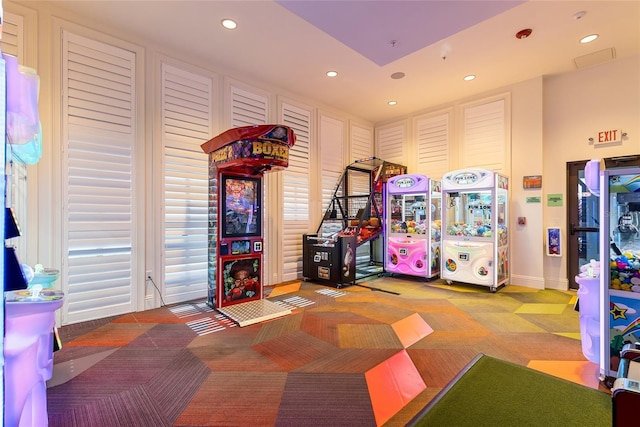 1809 Tropical Palms Cir, Kissimmee, FL 34747 - game room with recessed lighting and carpet flooring