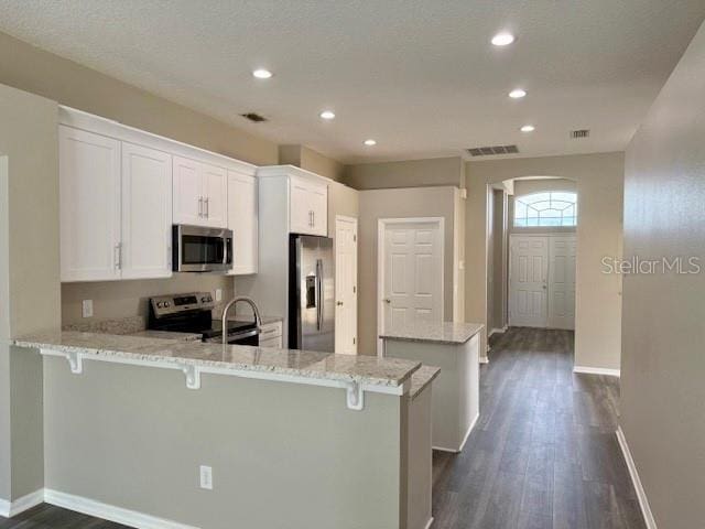 307 Dalton Ct, Davenport, FL 33897 - kitchen featuring stainless steel appliances, a peninsula, baseboards, a kitchen island, and recessed lighting