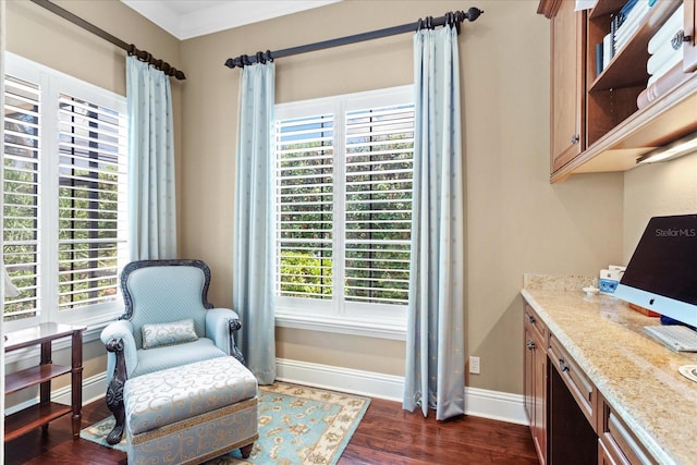 9253 Tibet Pointe Cir, Windermere, FL 34786 - sitting room featuring dark wood-style floors, plenty of natural light, and baseboards