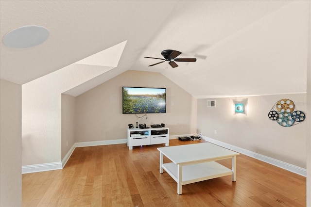 9253 Tibet Pointe Cir, Windermere, FL 34786 - additional living space with light wood-style floors, ceiling fan, vaulted ceiling, and baseboards