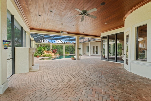 9253 Tibet Pointe Cir, Windermere, FL 34786 - view of patio with a ceiling fan, french doors, and an outdoor pool