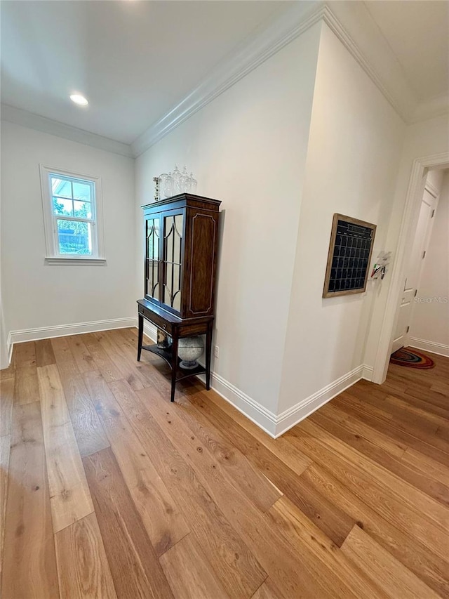 4309 W Beachway Dr, Tampa, FL 33609 - corridor with crown molding, light wood-style floors, and baseboards
