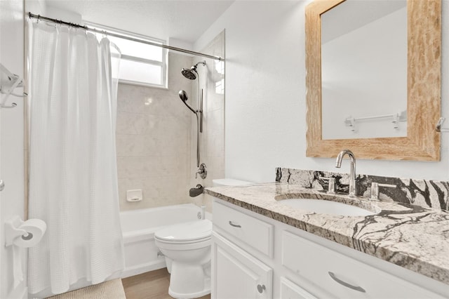 1932 Reed Hill Dr, Windermere, FL 34786 - bathroom with vanity, shower / bath combo with shower curtain, toilet, and wood finished floors