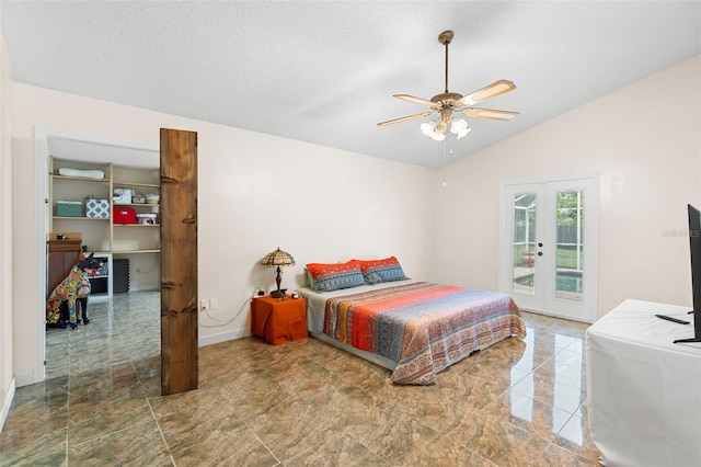 6906 Sawmill Blvd, Ocoee, FL 34761 - bedroom featuring french doors, access to exterior, lofted ceiling, and a ceiling fan