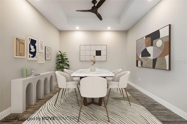 1740 Standing Rock Cir, Oakland, FL 34787 - dining space with a ceiling fan, wood finished floors, and recessed lighting