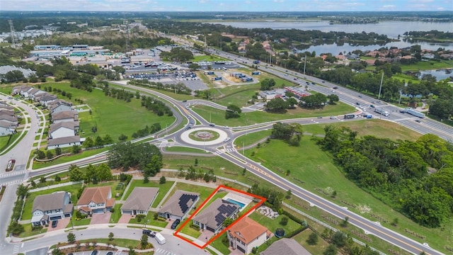 1740 Standing Rock Cir, Oakland, FL 34787 - aerial view of property's location featuring property parcel outlined and a nearby body of water