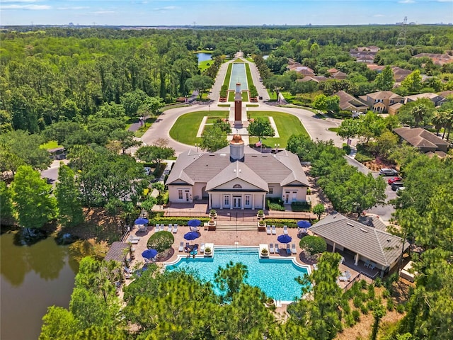 15647 Braintree Ln, Winter Garden, FL 34787 - drone / aerial view of a pool and a nearby body of water