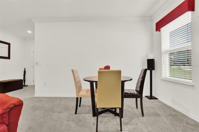 804 Glen Creek Ct, Fruitland Park, FL 34731 - dining area featuring crown molding, carpet floors, recessed lighting, and baseboards