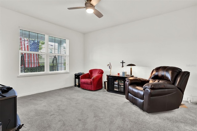804 Glen Creek Ct, Fruitland Park, FL 34731 - sitting room with a ceiling fan, carpet floors, and baseboards