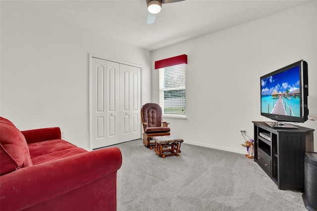 804 Glen Creek Ct, Fruitland Park, FL 34731 - sitting room with carpet, ceiling fan, and baseboards