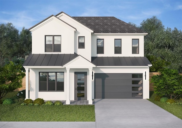 2508 Depauw Ave, Orlando, FL 32804 - view of front facade with a standing seam roof, concrete driveway, an attached garage, and metal roof