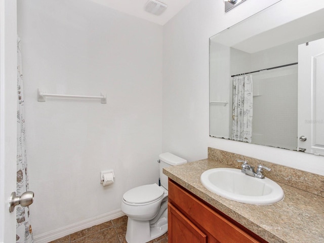 2311 Chatham Place Dr, Orlando, FL 32824 - bathroom featuring vanity, toilet, tile patterned floors, baseboards, and a shower with curtain