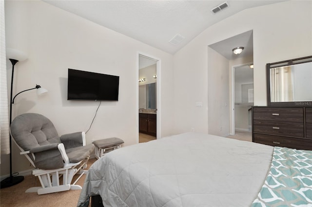 4952 Longmeadow Park St, Orlando, FL 32811 - bedroom with lofted ceiling, baseboards, light colored carpet, and ensuite bathroom