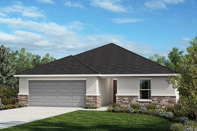 3821 Elk Bluff Rd, Saint Cloud, FL 34772 - view of front of property featuring stone siding, stucco siding, and driveway
